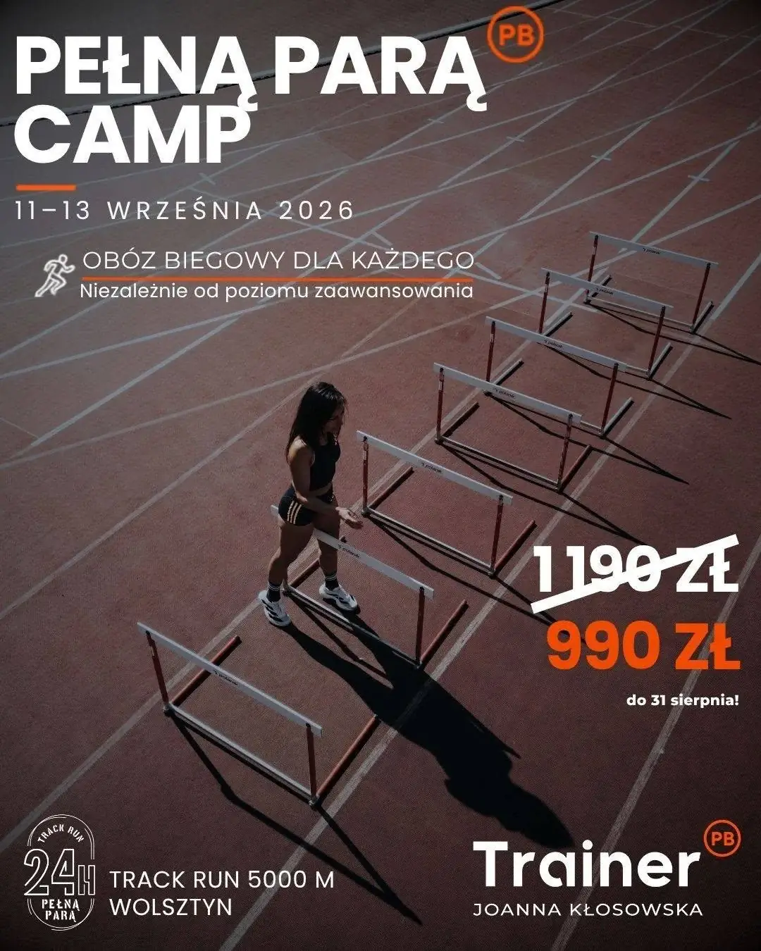 Pełną Parą Camp 2026, obóz biegowy w Wolsztynie, 11 do 13 września